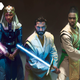 Star Wars High Republic: The Rising Storm book cover crop featuring three Jedi with purple, blue, and green lightsabers.